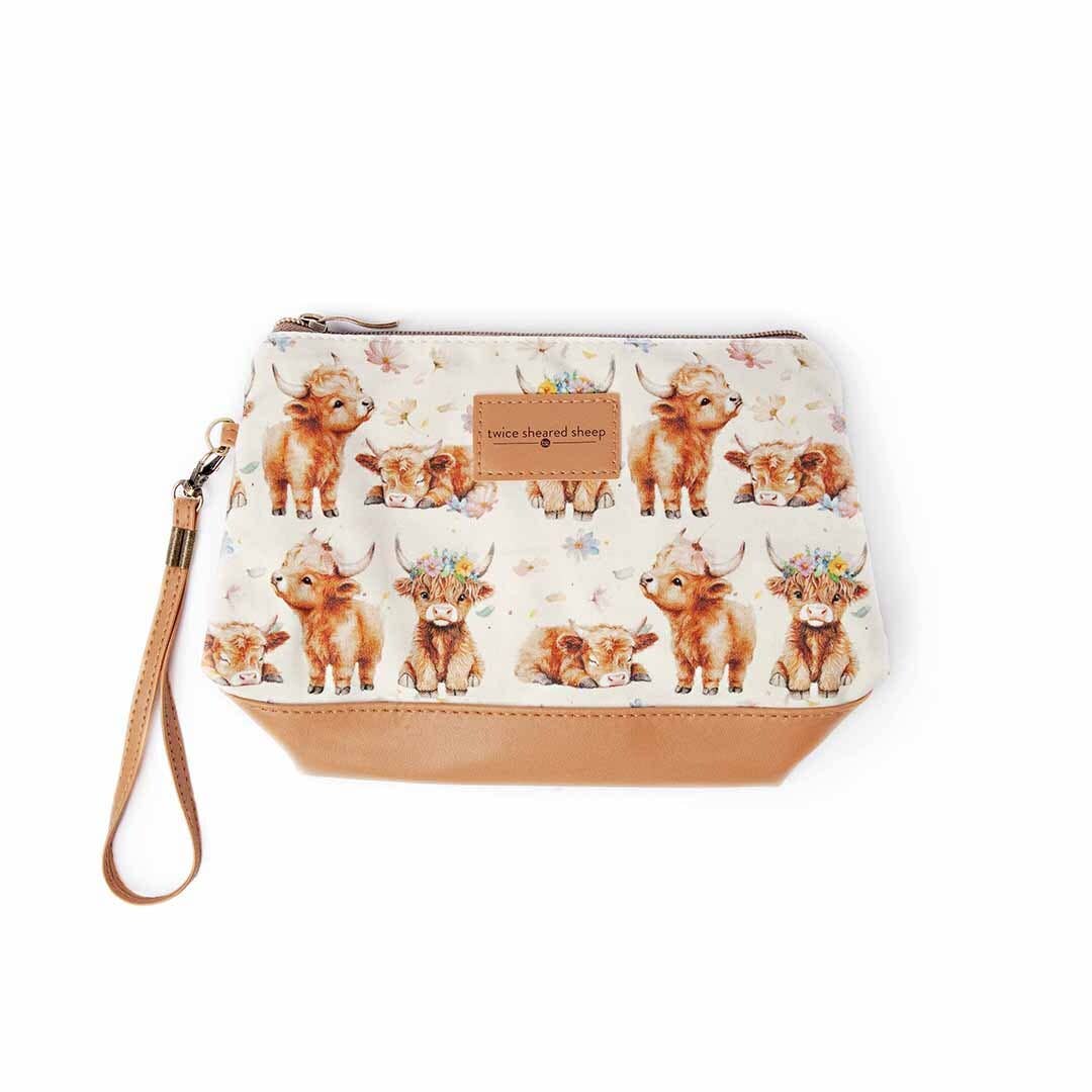 Mini sac Trinity – Petite pochette zippée pour projet tricot – Vache Highland Maisy