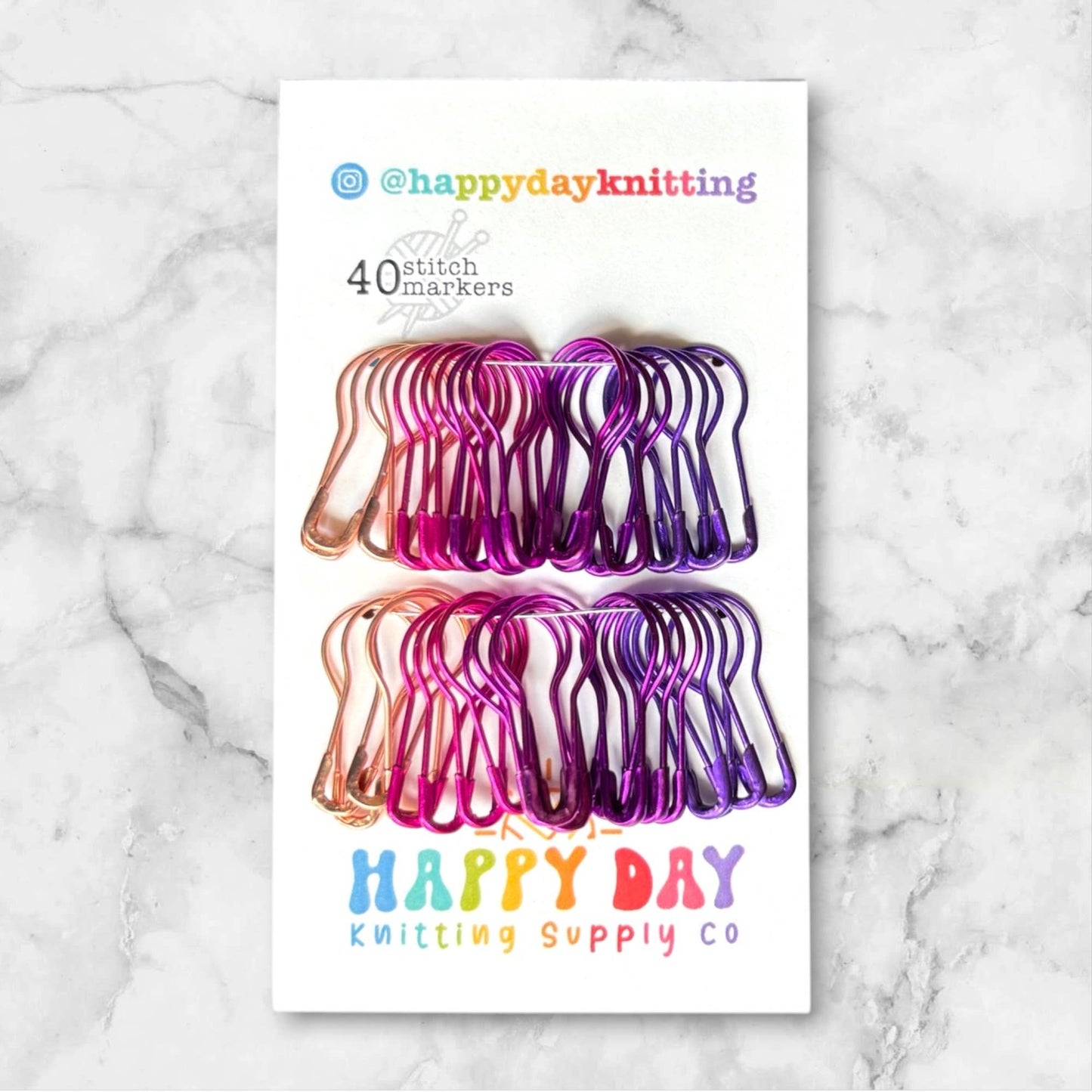 40 Locking Bulb Pin Stitch Markers - Core Colourways