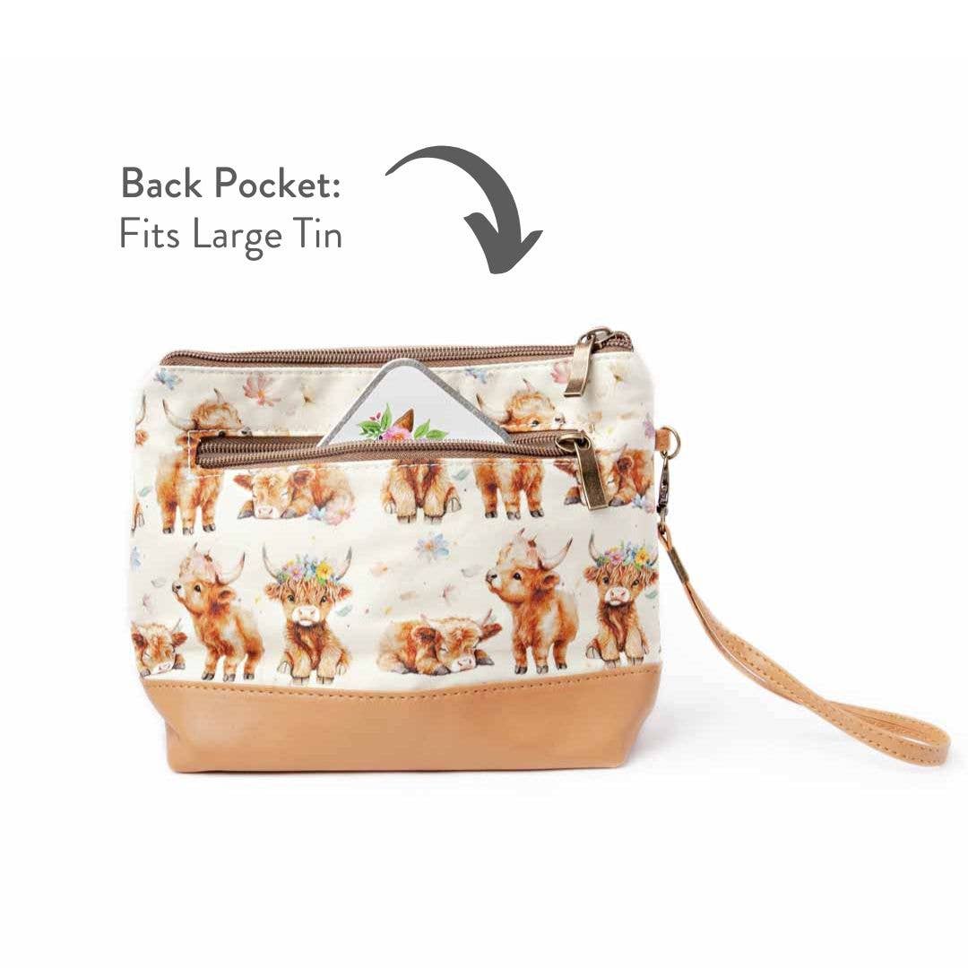 Mini sac Trinity – Petite pochette zippée pour projet tricot – Vache Highland Maisy