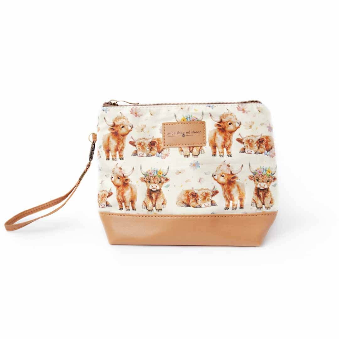 Mini sac Trinity – Petite pochette zippée pour projet tricot – Vache Highland Maisy