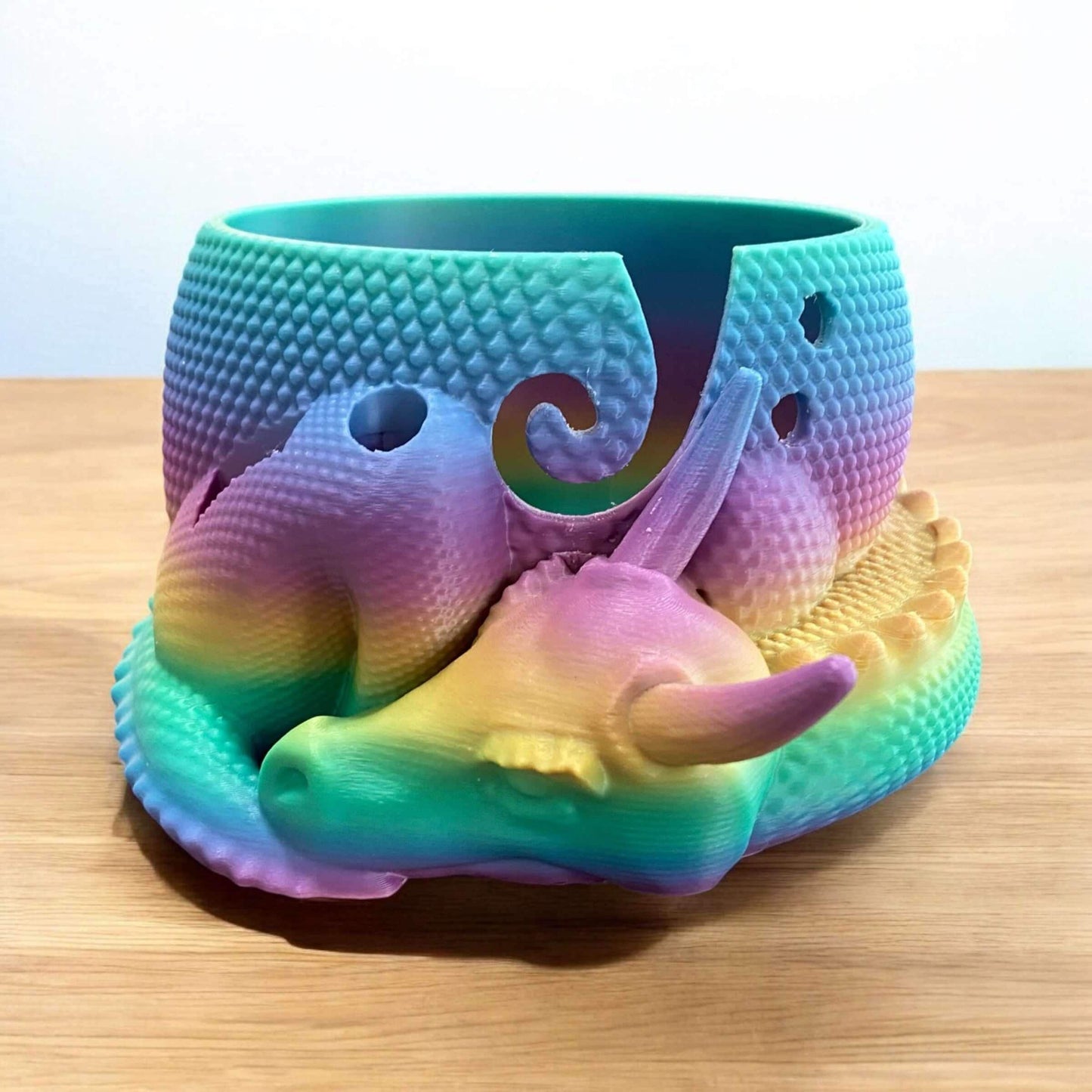 Dragon Yarn Bowl with Tool Slots for Crochet and Knitting, Fantasy Yarn Organizer