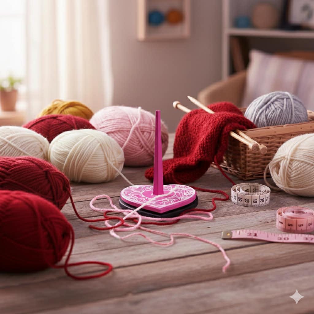 Valentine Heart Yarn Spinner, 3D Printed Smooth Spin Yarn Holder with Lace Design, Customize