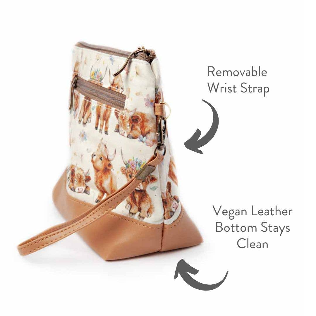 Mini sac Trinity – Petite pochette zippée pour projet tricot – Vache Highland Maisy