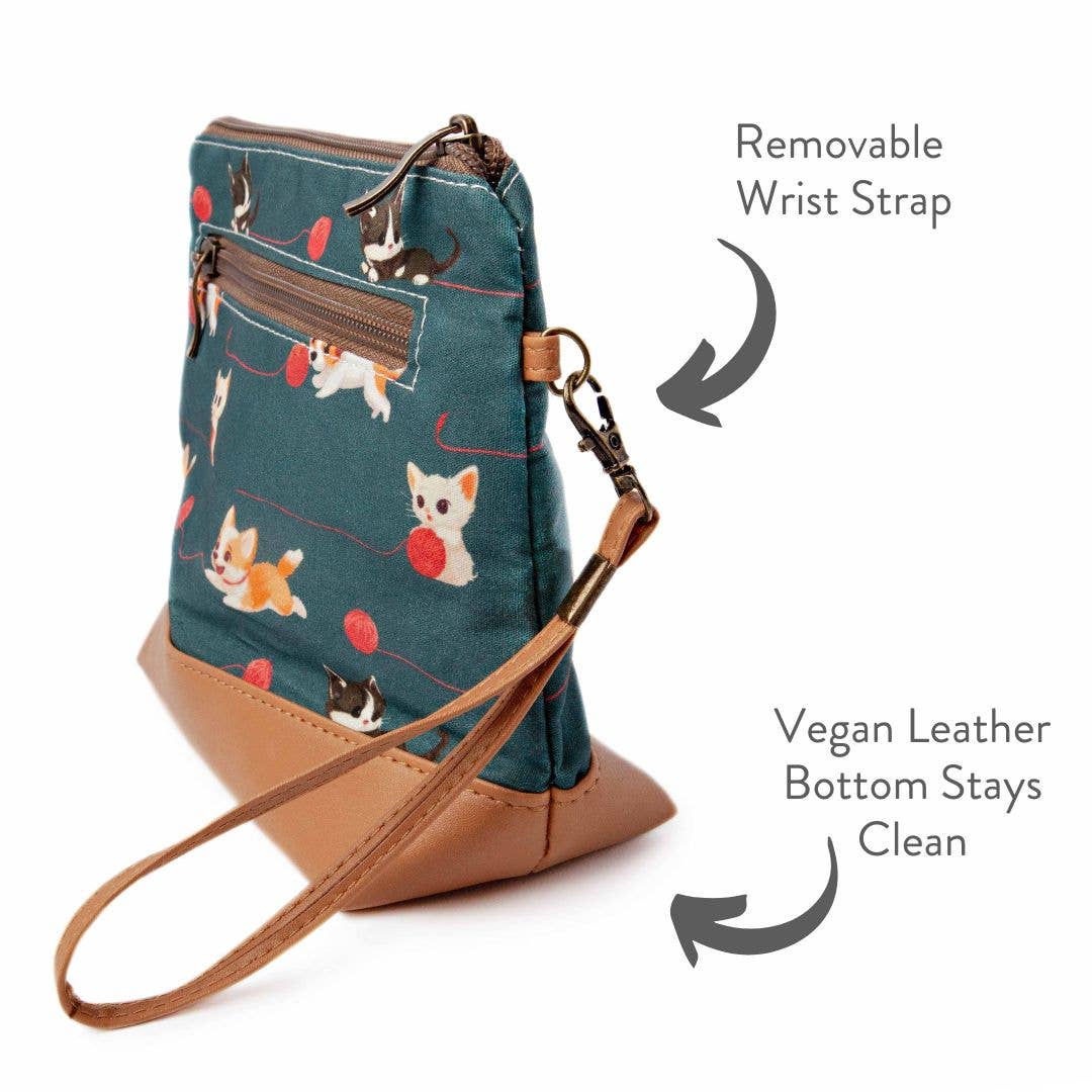 Mini Trinity Bag – Small Zippered Sock Project Bag - Cats & Dogs