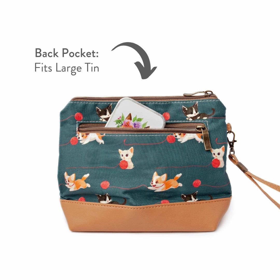 Mini Trinity Bag – Small Zippered Sock Project Bag - Cats & Dogs